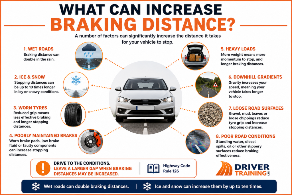 what can increase braking distance