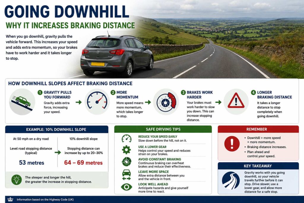 what can affect braking distance - going downhill what can affect braking distance - going downhill
