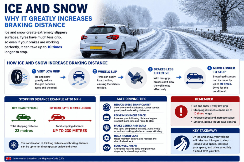 WHAT AFFECTS STOPPING DISTANCES - ICE AND SNOW