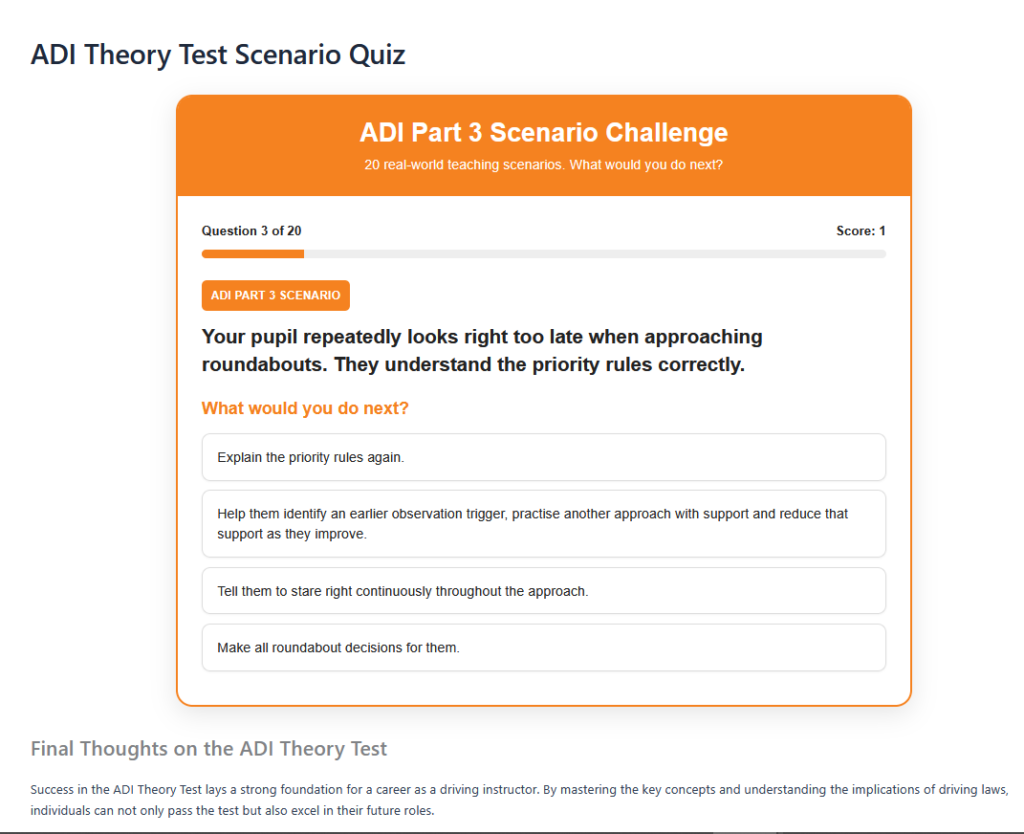 adi theory test scenario